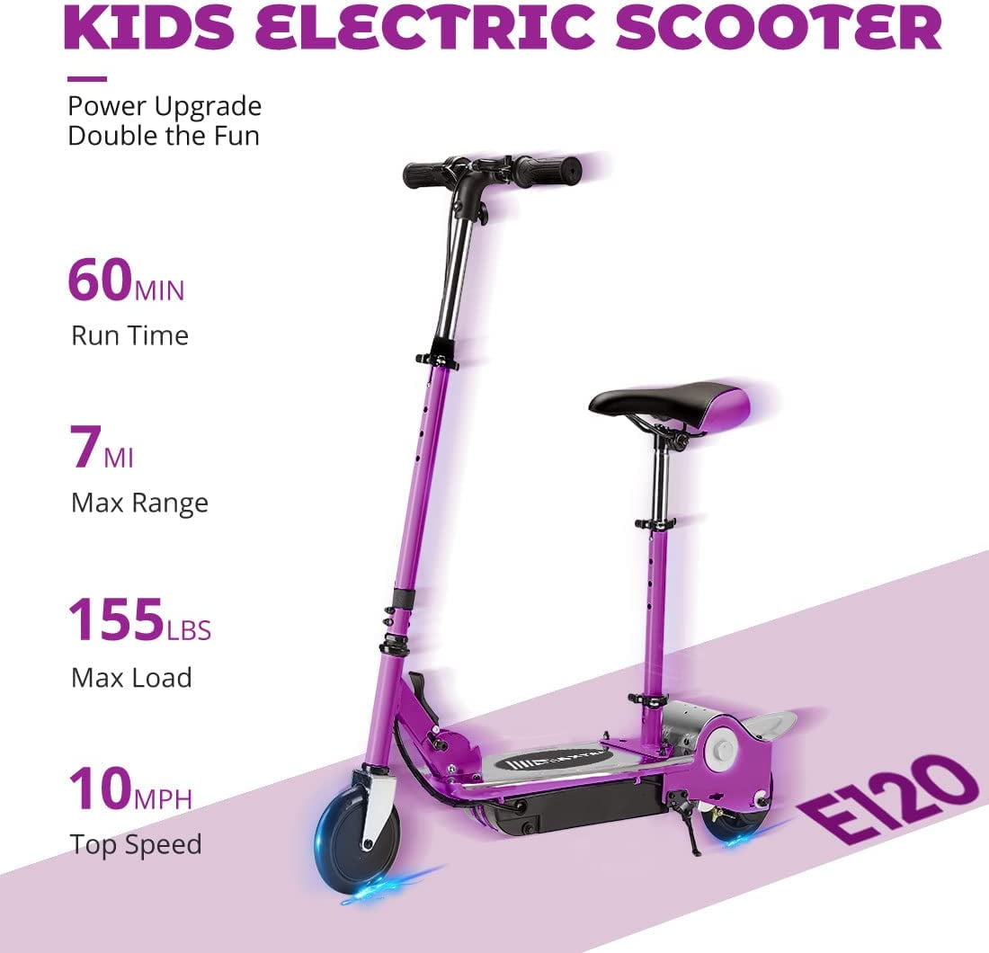 MAXTRA Scooter eléctrico E120 con asiento para niños de 6 a 12
