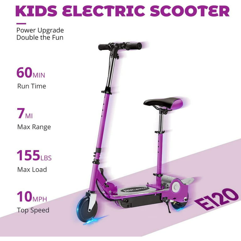MAXTRA E120 Scooter eléctrico con asiento para niños de 6 a 12 años batería  de 60 minutos de duración asiento extraíble 2 estilos de conducción – Yaxa  Costa Rica