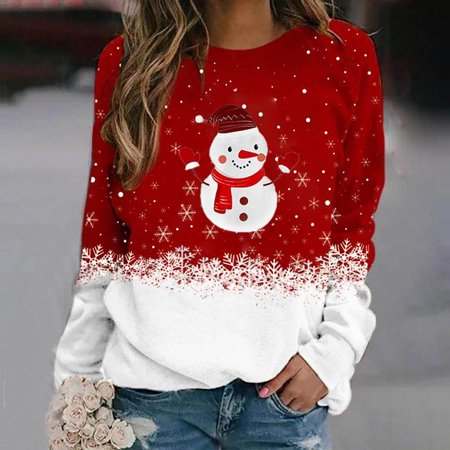 

jsaierl Sweatshirt for Women Funny Graphic Christmas Sweatshirt Crewneck Long Sleeve Cute Tops for Women Xmas Gifts Sweatshirts for Date Night