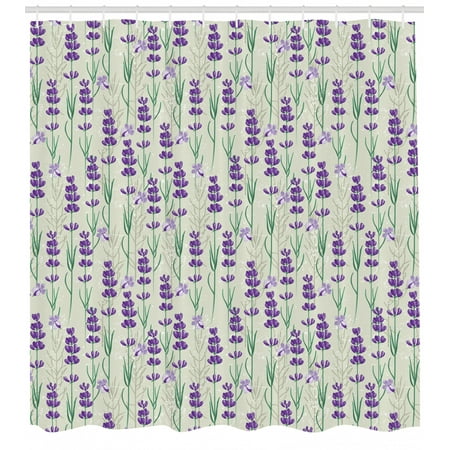 Lavender Shower Curtain Botanical Pattern With Fresh Herbs