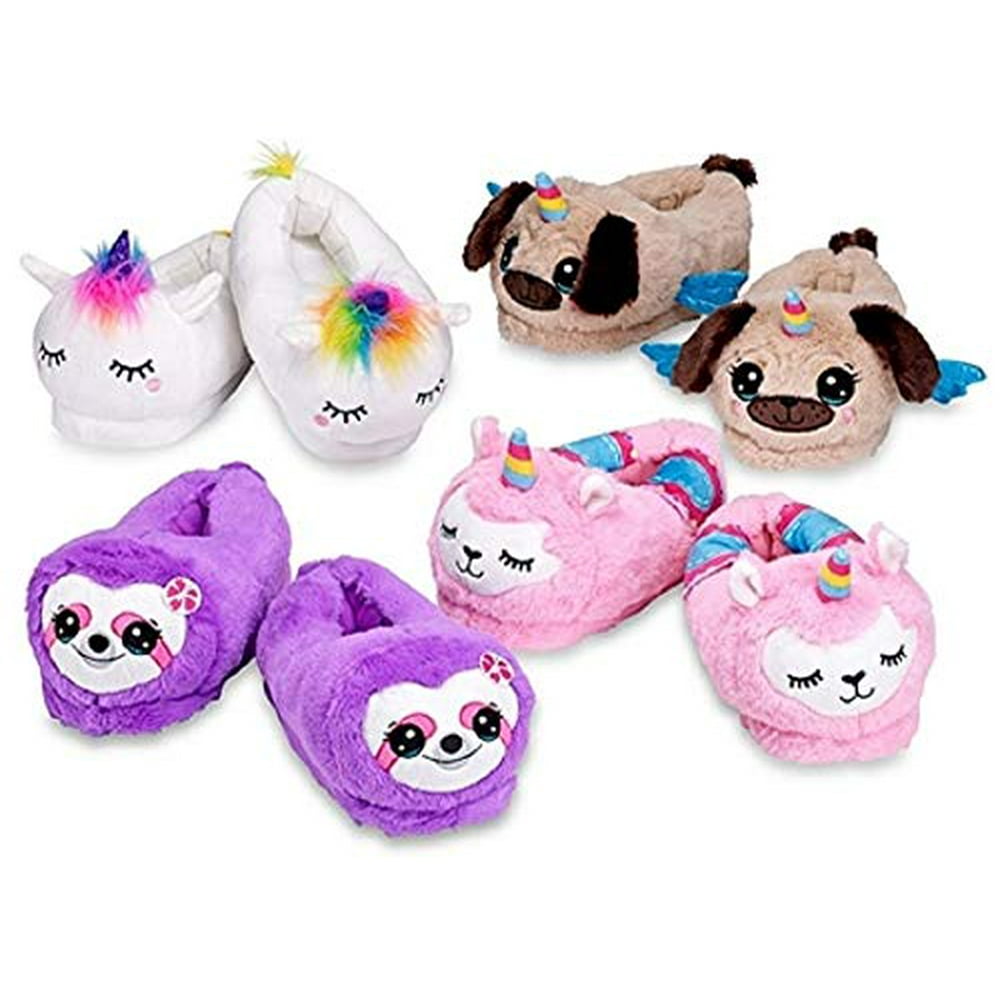 Top Trenz Plush Unicorn,Sloth,Puppy,Llamacorn Kids Slippers (Sloth