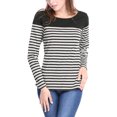 thumbnail image 3 of INSPIRE CHIC Junior's Contrast Color Long Sleeve Striped T-Shirt, 3 of 6