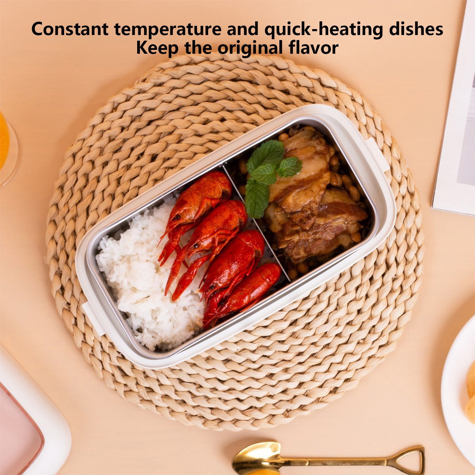 Up to 50% off, InsCrazy Bento Box, Mini Portable Car Electrical Lunch Box USB Plug in Heating Insulated Lunch Box Bring Hot Meals to Work