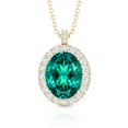thumbnail image 2 of Rosec Jewels Lab Grown Emerald Pendant Necklace with Diamond Halo for Women - AAAA Grade, 10K Yellow Gold, 2 of 6
