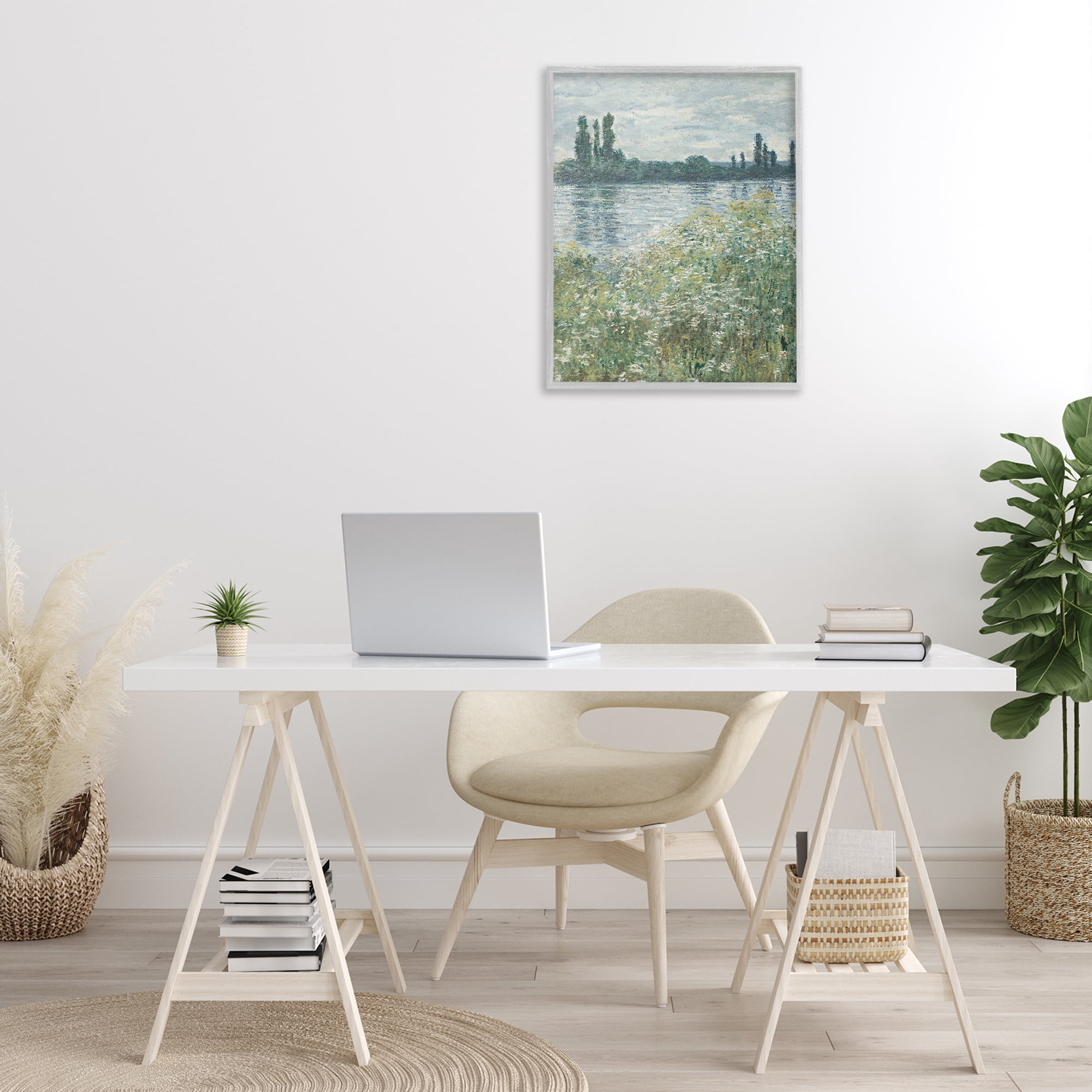 Stupell Industries Speckled Classic Landscape Landscape Painting Gray Framed Art Print Wall Art, 24 x 30