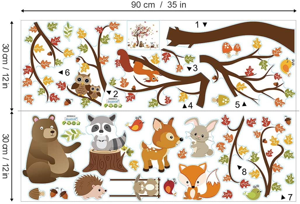 Illustrated Cartoon Animal Print Gifts For Kids Kids Room Decor Jungle Wall Decor Nursery Scene With Many Animals in The Forest