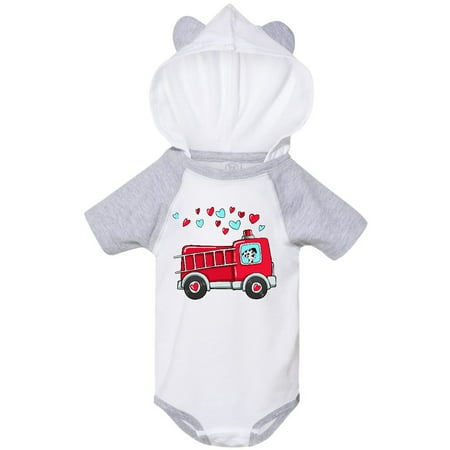 

Inktastic Valentine Fire Truck with Cute Dalmatian and Hearts Gift Baby Boy or Baby Girl Bodysuit