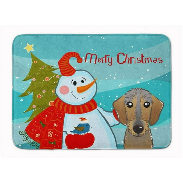 Carolines Treasures BB1853RUG Snowman with Wirehaired Dachshund Machine Washable Memory Foam Mat