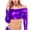 Purple Womens Tops, variant on BSDJILFG Off the Shoulder Tops for Women Long Sleeve Y2K Metallic Crop Tops Skinny Shirts for Nightclub Party