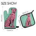 thumbnail image 2 of Yayeee Oven Mitts and Pot Holder Set of 4 Heat Resistant Kitchen Gloves Baking Hot Pad, Pink Cheetah, 2 of 5