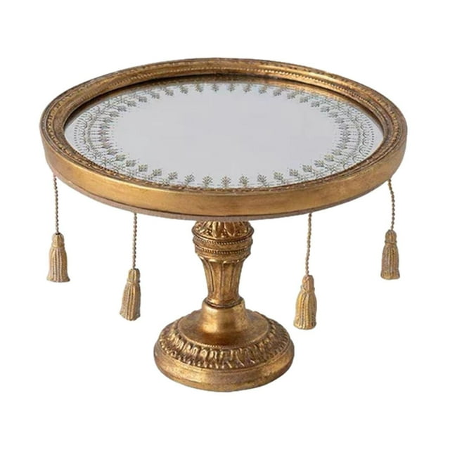 Bandeja decorativa con espejo, organizador de maquillaje, centro de mesa redondo antiguo, bandeja con espejo para servir sobre la mesa, baño, cosmétic