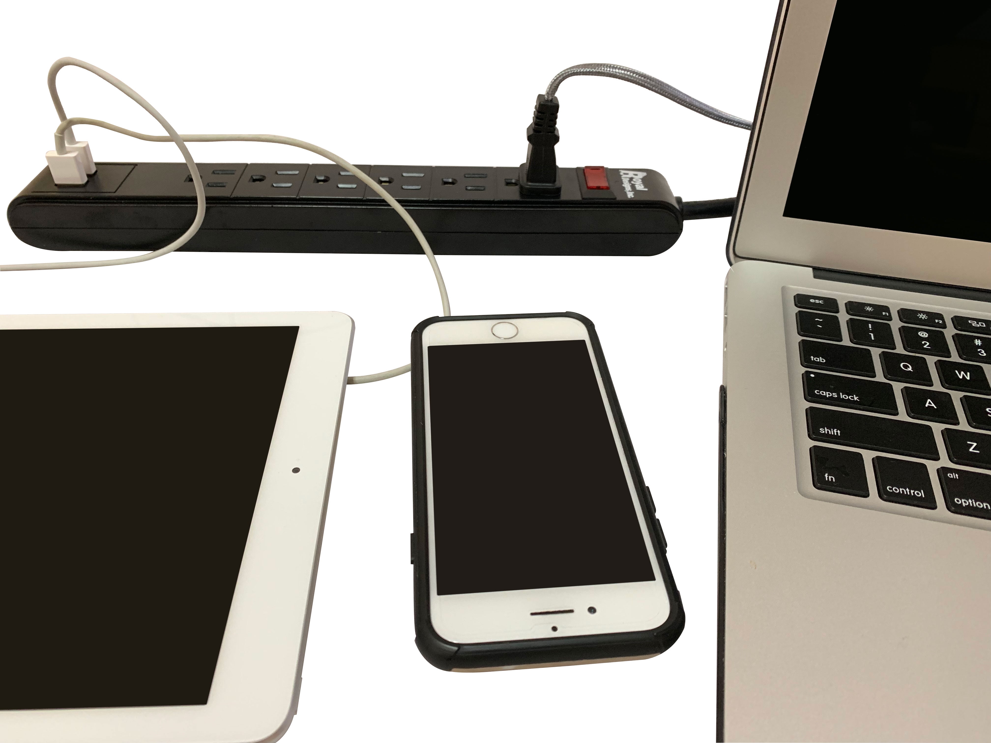 Royal Designs Black USB Power Strip and Surge Protector with 6 Outlets and Two USB Ports, Set of 2