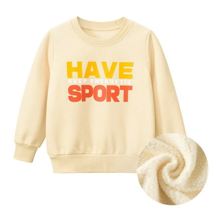 

FZM Christmas Toddler Kids Baby Boys Girls Letter Print Long Sleeve Crewneck Warm Thick Sweatshirt T Shirts Tops Clothes For Children