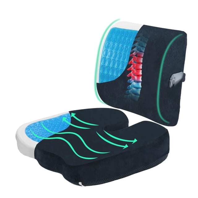 Soporte Lumbar para Silla de Oficina con Gel Cojin para Coxis y Ciatica Ergonomico Almohada Lumbar para Asiento Automovil Cushion de Respaldo Ortopédica Espuma con Memoria Aliviar Dolor de