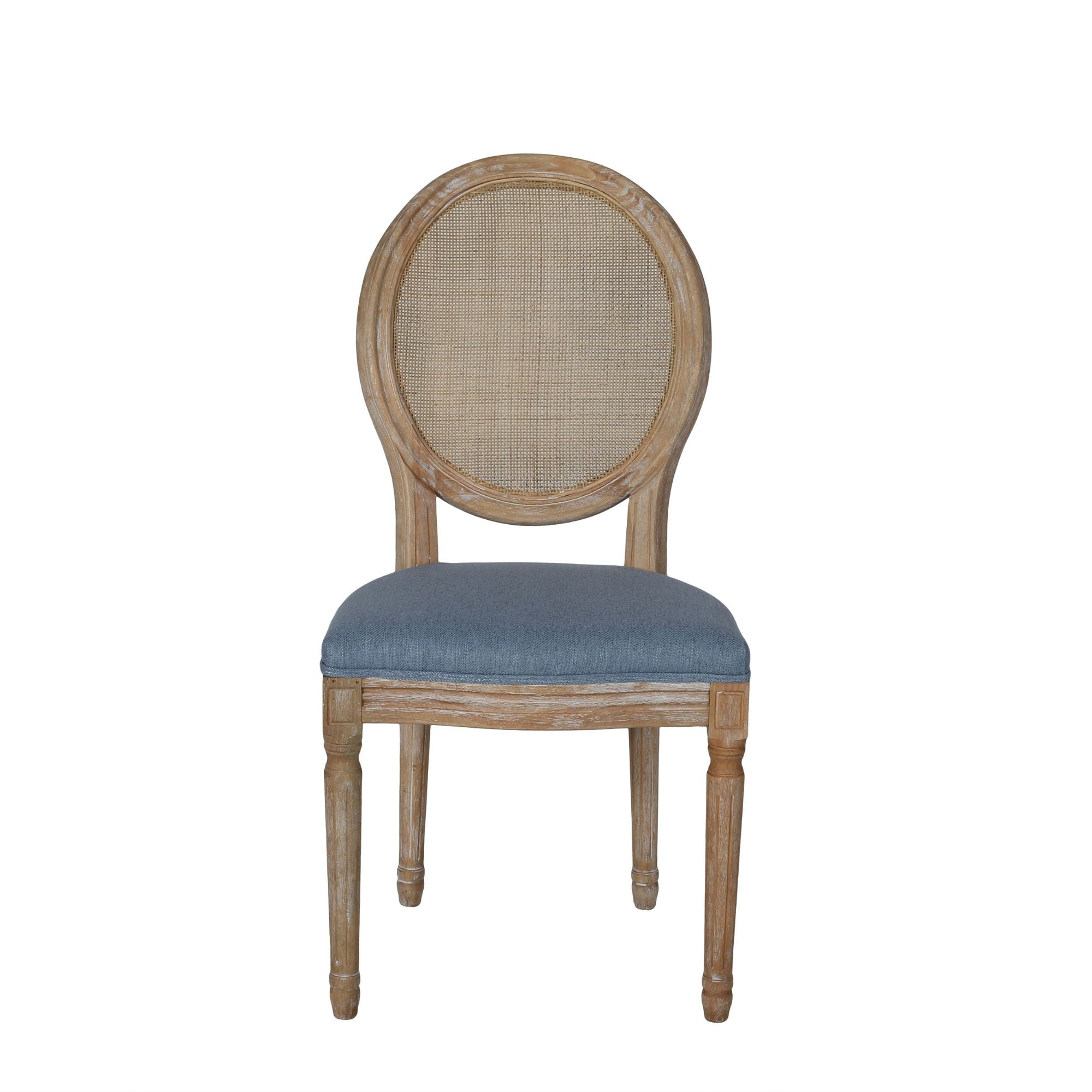 Noble House Theodore French Fabric Dining Chairs, Set of 2, Light Blue
