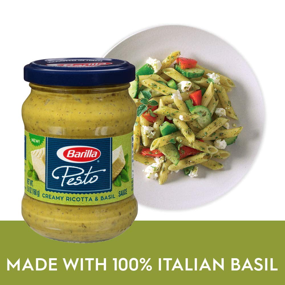 Barilla Creamy Ricotta & Basil Pesto Sauce, Pasta Sauce, 5.6 Ounce