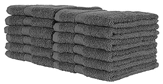 Quba Linen 100% Cotton Wash Cloths 12 Pack Bath Washcloth Facecloths, 12x12 Inches Large Bathroom Wash Cloth - Extra-Absorbent | Fingertip Towel | Hotel Towel| Spa Towel