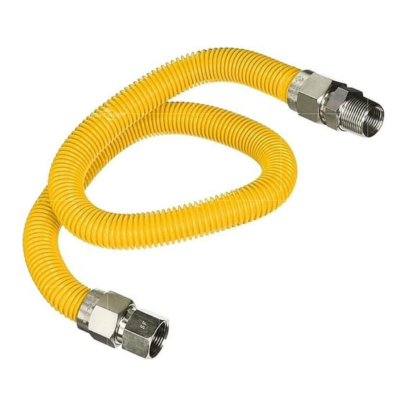 Gas Connector 72 inch Yellow Coated Stainless Steel, 1/2” OD Flexible Gas Hose Connector for Dryer and Water Heater, with 1/2” FIP x 1/2” MIP Stainless Steel Fittings, 72” Gas Appliance Supply Line