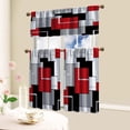 thumbnail image 2 of Red Kitchen Curtains Tiers and Valances Set 3 Piece for Windows Geometric Modern Art Kitchen Window Curtains Set,Grey and Black Valances for Living Room(36" Tiers Set), 2 of 5