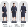 thumbnail image 3 of FashGudim 100% Cotton Knit Robe for Men Lightweight Summer Robes Thin Kimono Bathrobes Knee Length (Navy,XXL), 3 of 6