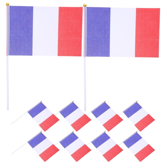 GOOHOCHY French Flag Mini Table Flags with Pole for Party Decorations Made from Polyester Multi Color 25 Pieces