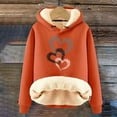 thumbnail image 4 of Njoeus Womens Oversized Hoodies Winter Warm Fleece Sweatshirts Long Sleeve Sherpas Lined Pullover Sweater Heart Printed Fall Outfits Christmas Gifts for Women Orange XL, 4 of 5