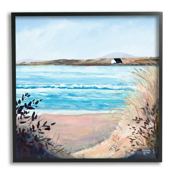 Stupell Industries Coastal Beach Landscape Landscape Painting Black Framed Art Print Wall Art, 12 x 12