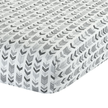 UPC: 0084122720619 | Lambs & Ivy Urban Jungle Gray/White Arrow Print 100% Cotton Fitted Crib Sheet