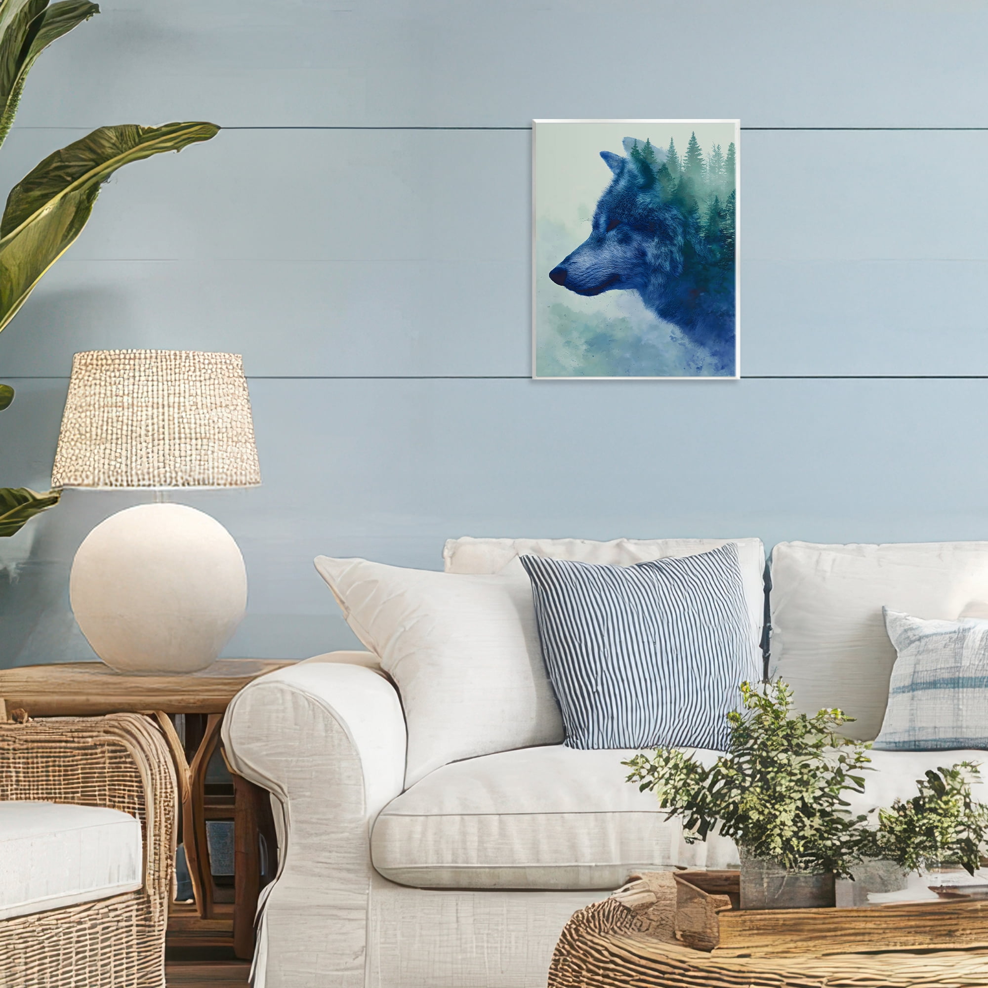 Stupell Industries Indigo Wolf in Misty Pines Wall Plaque Art, design by Franklyn Gregory