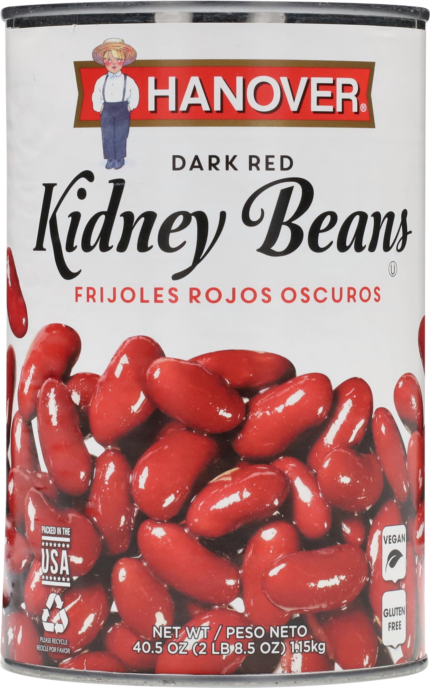 (4 pack) Hanover Redskin Kidney Beans Dark Red, 40.5 oz Can – Family-Size Seasoned Beans for Chili, Rice, and Sides