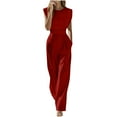 thumbnail image 2 of ClodeEU Women's Jumpsuits ，Casual One Piece Outfit ，Sleeveless With Pockets ,Wide Leg Long Pants Red,Womens Plus S, 2 of 5