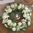 thumbnail image 3 of Artificial Wreath Handmade for Spring Vintage Floral Wreath Garland for Party Window Festival Decor Ornament , White White2, 3 of 10