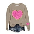 thumbnail image 2 of ICHUANYI Chandail à Col Rond pour Femmes de la Saint-Valentin avec Graphique de Cœur Imprimé, Col Rond, Décontracté, Ample, Chandail à Capuchon, Blouse à Manches Longues, Hauts, 2 of 5