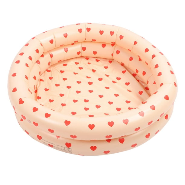 Pequeña Piscina Inflable Para Niños, Piscina Infantil Con Patrón De Corazón Seguro, Redonda, Rosa, Vintage Para El Hogar