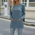 thumbnail image 4 of Annhoo Long Sleeve Sweaters for Women Fall Comfy Crewneck Knit Tops Ladies Casual Loose Tunics with Pockets, 4 of 7