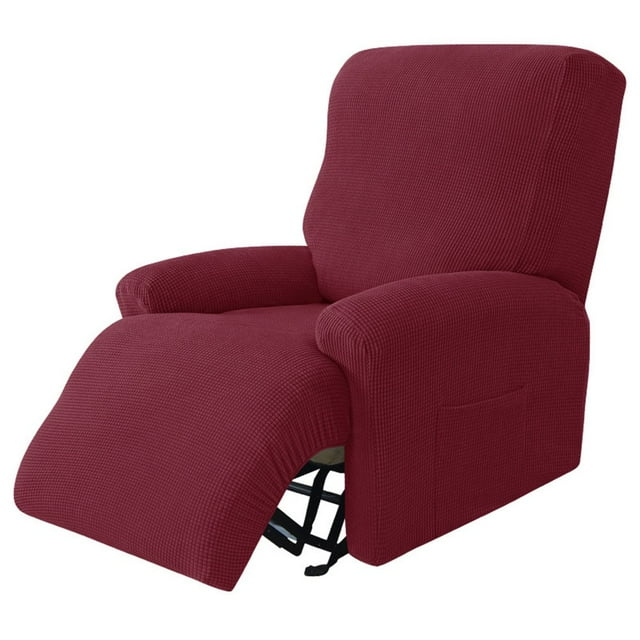 CNKOO Stretch Recliner Covers With Pockets lazy Boy Chair Covers For Reclining Chair Recliner Slipcovers For Large Recliner-Black-1 Seater (4 Pieces)
