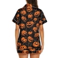 thumbnail image 4 of Halloween Pajamas Halloween Print Waist Button Short Sleeve Pajamas for Women Set, 4 of 4