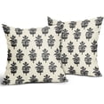 thumbnail image 2 of Black Grey Floral Pillow Covers 18x18 Set of 2 Spring Flower Leaves Print Decorative Throw Pillow Cases Outdoor Farmhouse Decoration for Sofa Couch Bed, 2 of 6