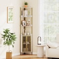 thumbnail image 2 of Gymax 2PCS 6-Tier Corner Shelf 67'' Tall Corner Bookshelf w/Cabinet & Adjustable Shelf Gold & White, 2 of 10