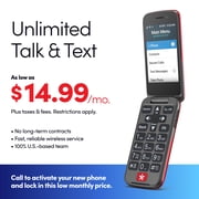 LIVELY Jitterbug Flip2 - Flip Cell Phone for Seniors - Not Compatible with Other Wireless Carriers - Must Be Activated Phone Plan - No SIM Needed - Flip2 Red