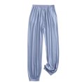 thumbnail image 4 of Casual Palazzo Pants for Women Casual Petite Wide Leg Pants With Pockets Drawstring Mid Rise Stretchy Wide Leg Pants Elastic Waist Comfy Palazzo Pants Pull On Lightweight Straight Leg Pants Blue, 4 of 9