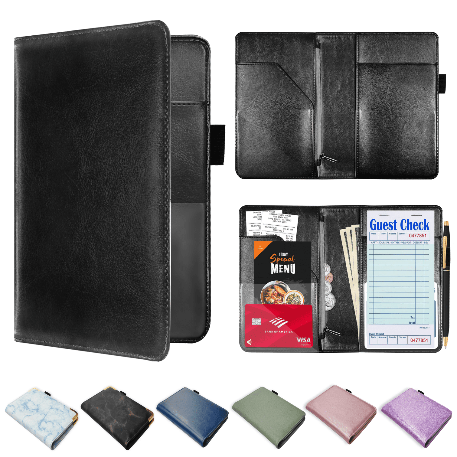 ComfiTime Server Book for Waitress – PU Leather Waitress/Waiter Book ...