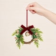 thumbnail image 5 of Bcylexb Mini Christmas Wreaths with Red Velvet Bow & Metal Bell, 8.3" Artificial Greenery Wreaths Small Hanging Wreath for Window Cabinet Xmas Farmhouse Decor, 5 of 6