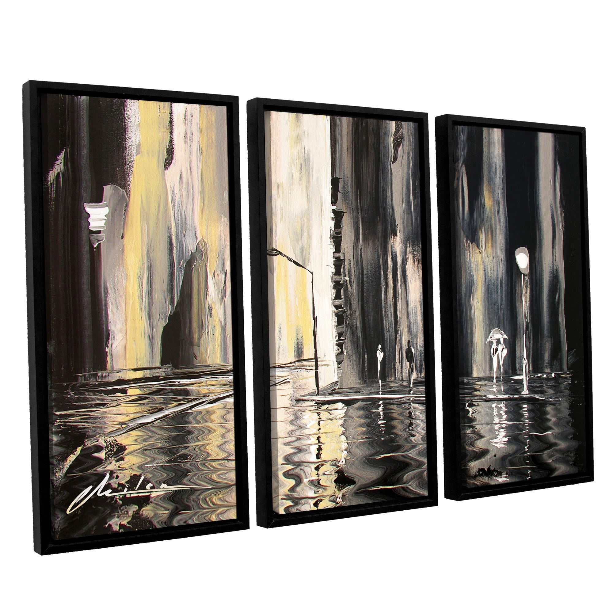 ArtWall Milen Tod "Mono" 3-Piece Floater Framed Canvas Set