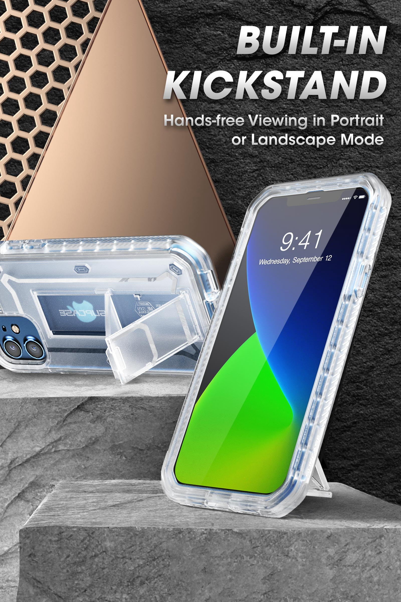 SUPCASE Unicorn Beetle Pro Series Case for iPhone 12 / iPhone 12 Pro (2020 Release) 6.1 Inch, Built-in Screen Protector Full-Body Rugged Holster Case (Frost)
