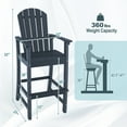 thumbnail image 3 of Gymax Set Of 2 Outdoor HDPE Bar Height Stool Patio Tall Chair Armrest Footrest All Weather Navy, 3 of 10
