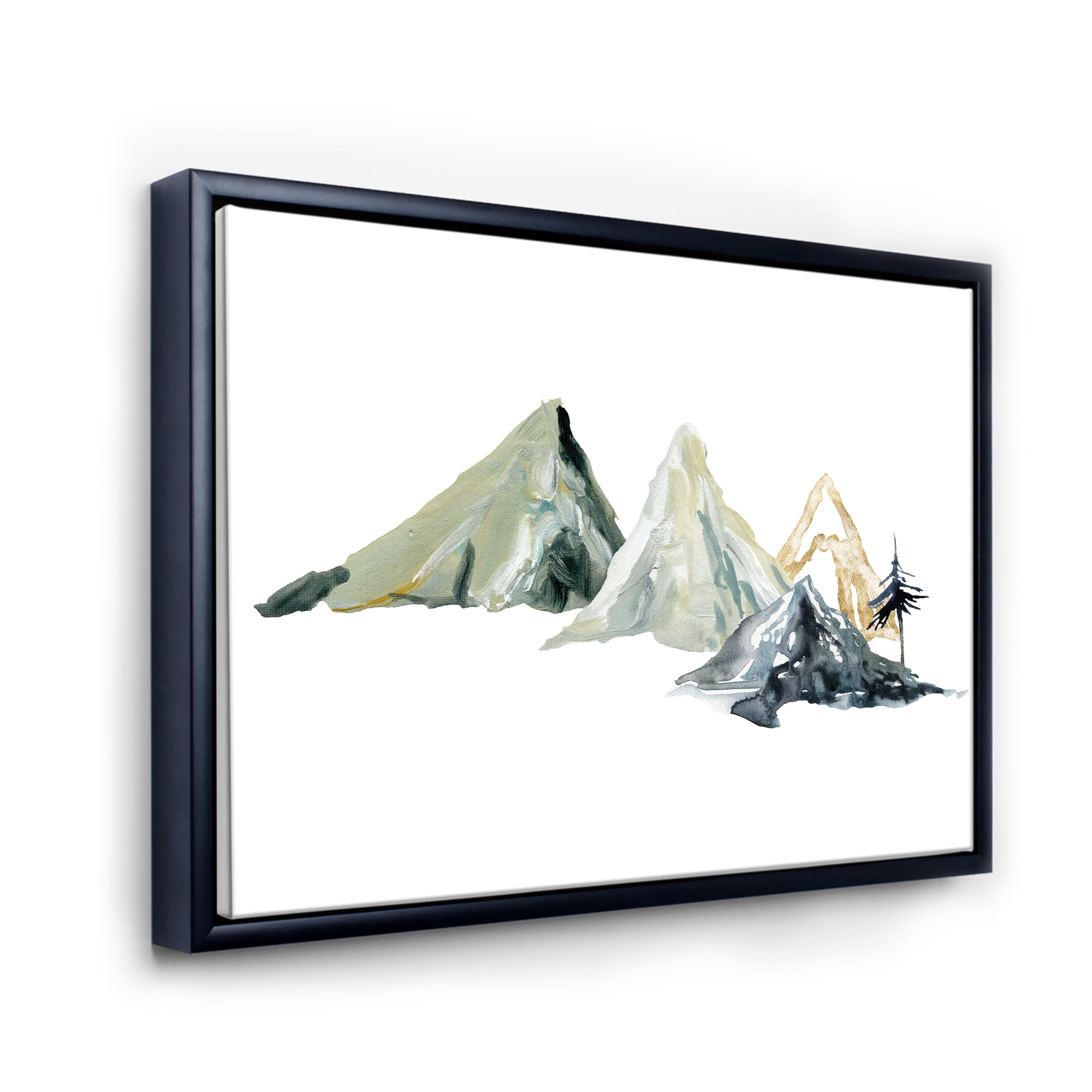 Designart 'Dark Blue Mountain Landscape Winter Minimalistic I' Modern Framed Canvas Wall Art Print