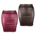 thumbnail image 6 of PERZOE Mini Skirt Women Mini Skirt Solid Color High Waist Slim Fit Skinny Matte Faux Leather Cozy Commuter Bodycon Skirt Streetwear, 6 of 7