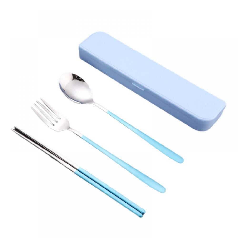 Stainless Steel Mirror Polished Korean Round Spoon Chopsticks Set Tableware Kit 
