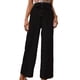 thumbnail image 4 of Pantalones de piernas anchas para mujer, pantalones de color sólido con botones en la parte delantera, informales, holgados, para vacaciones, citas, trabajo, vida diaria, negro S, 4 of 6